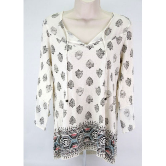 Lucky Brand Paisley Bell Sleeve Printed Blouse - Picture 4 of 8
